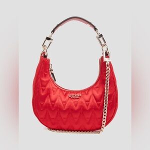 New Guess Vibrant Red Quilted Shoulder Bag